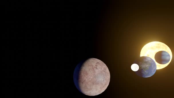 Realistické Prostředí Planetární Soustavy Hvězdného Slunce Venuše Země Lunární Oběžnou — Stock video