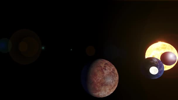 Bolygórendszerhez Vénuszhoz Földhöz Marshoz Holdhoz Tartozó Nap Napégéshő Bolygók — Stock videók