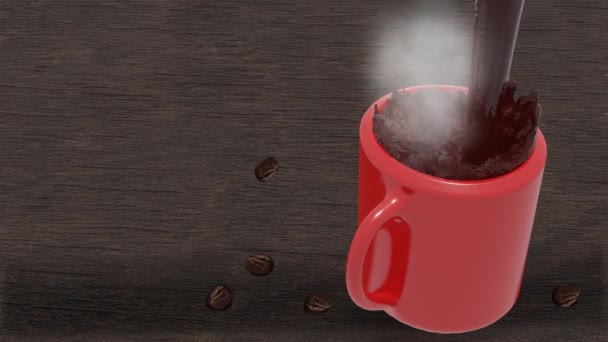 Animación Tridimensional Taza Café Con Una Salpicadura Líquida Cayendo Manera — Vídeos de Stock