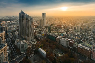 Gün batımında Tokyo şehri manzarası