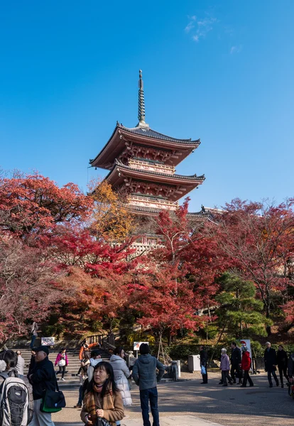 Touristen besuchen den buddhistischen Tempel Kiyomizu-dera — Stockfoto