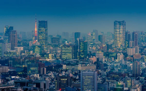 Skyline of Tokyo Cityscape com Torre de Tóquio à noite, Japão — Fotografia de Stock