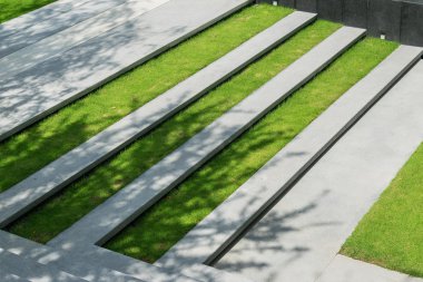 merdiven ile yeşil çim ve çakıl doku, peyzaj architec