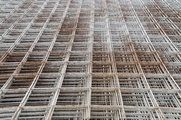 Stacked rebar grids at the construction site — Stock Photo, Image