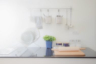 Arka plan için modern mutfak içinin bulanık görüntüsü