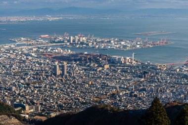 Kobe City, Japonya'nın havadan görünümü