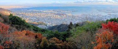 Mount Maya Kobe City hava görünümünü Sonbahar sezonu, Japonya