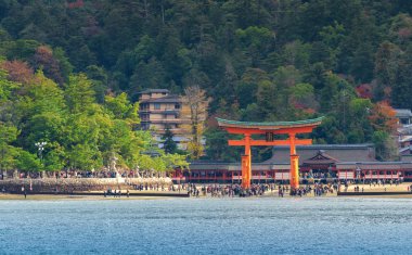 Great floating gate (O-Torii) on Miyajima island near Itsukushima shinto shrine clipart