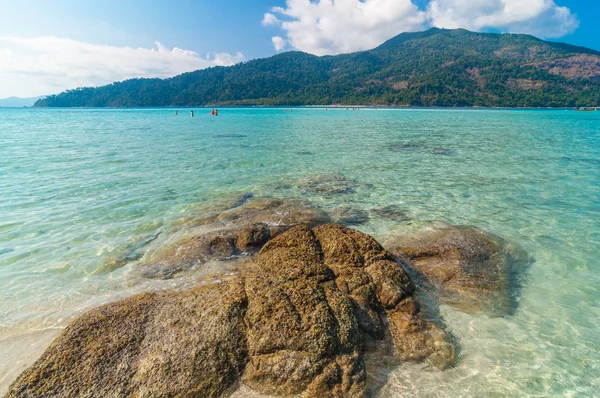 Kaya, deniz ve mavi gökyüzü - lipe Adası Tayland