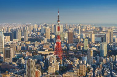 Tokyo Cityscape Tokyo Kulesi manzarası gün batımında, Japonya