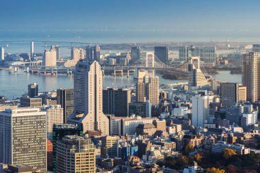 Gün batımında, Japonya Tokyo Cityscape manzarası