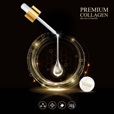 Premium Collagen Serum and Vitamin Vector Background. clipart