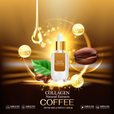 Collagen Coffee Serum and Vitamin for Skin Concept clipart