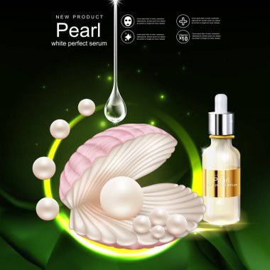 Cilt bakımı ürünleri için Pearl Serum ve Collagen Vitamini. Kavram