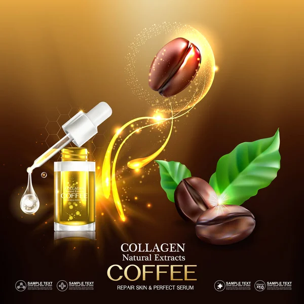Collageen Koffie Serum Vitamine Voor Huid Concept — Stockfoto