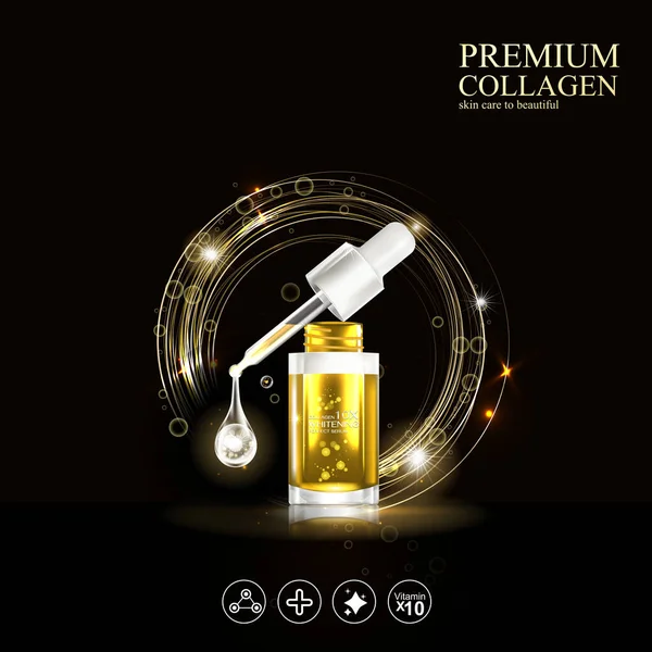 Soro Colágeno Premium Fundo Vetorial Vitamina — Fotografia de Stock