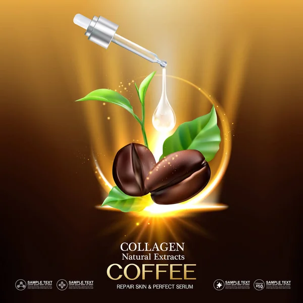 Collagen Kaffeeserum Und Vitamin Für Die Haut lizenzfreie Stockfotos