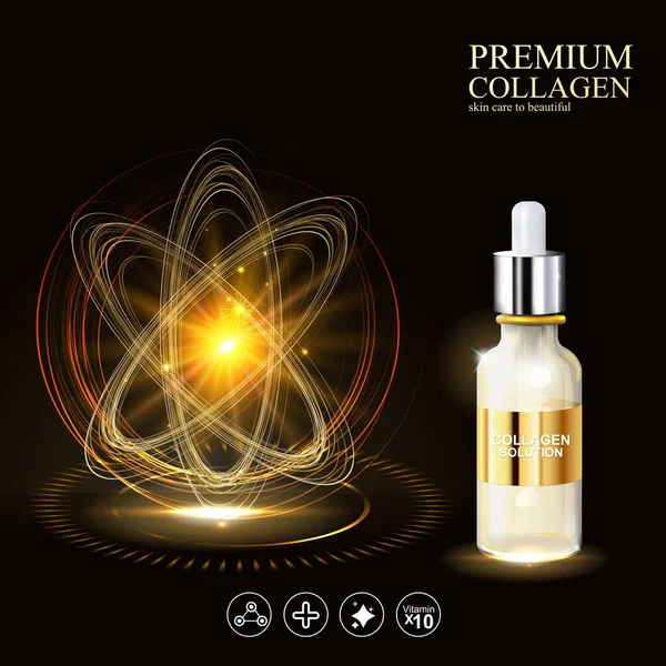 Premium Collagen Serum Und Vitamin Vektor Hintergrund lizenzfreie Stockfotos