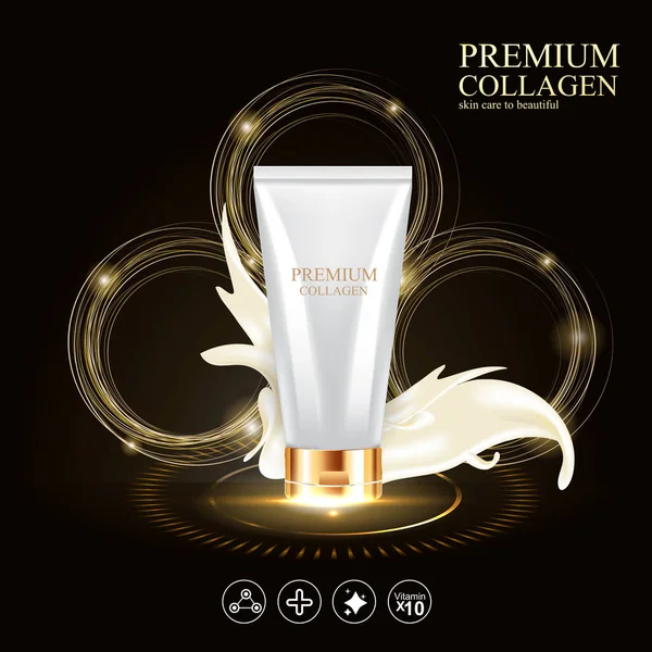 Premium Collagen Serum Und Vitamin Vektor Hintergrund Stockbild