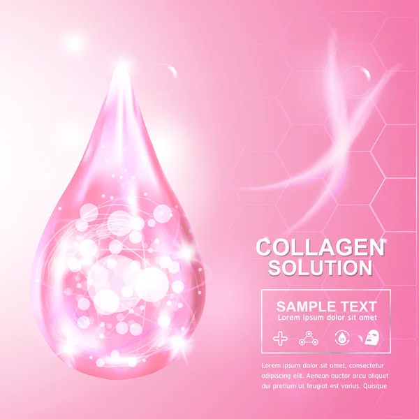 Colágeno Soro e Vitamina Concept Skin Care Cosmetic . —  Vetores de Stock