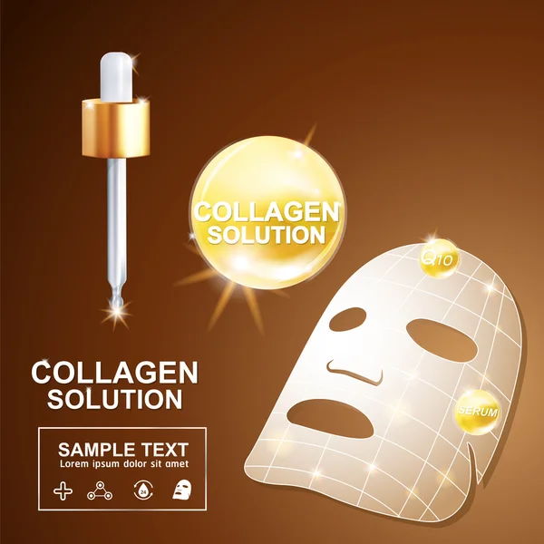 Colágeno Soro e Vitamina Concept Skin Care Cosmetic . —  Vetores de Stock