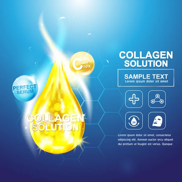 Kollajen Serum ve Vitamin arka plan kavramı cilt bakımı kozmetik.