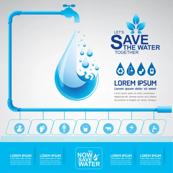 Économiser l'eau - Concept vectoriel — Image vectorielle