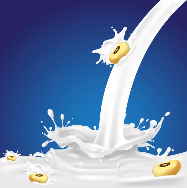 Mjölk, yoghurt stänk, grönt te vektor koncept — Stock vektor
