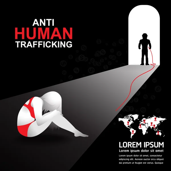 Stoppen met menselijke mensenhandel Vector Concept menselijke verkoop. — Stockvector