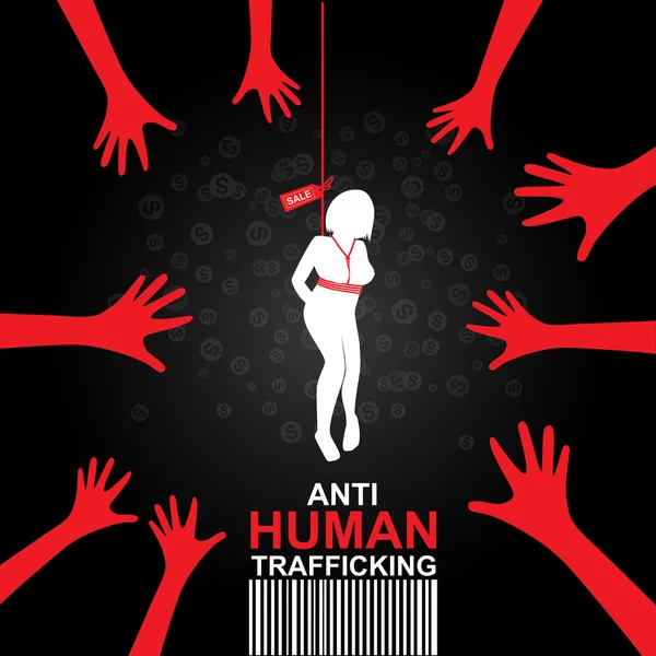 Stoppen met menselijke mensenhandel Vector Concept menselijke verkoop. — Stockvector