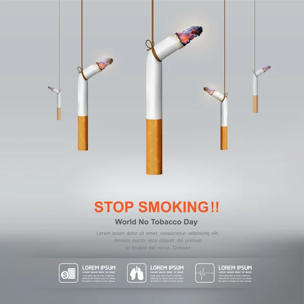 Día Mundial Sin Tabaco Concepto Vector Dejar de Fumar — Vector de stock