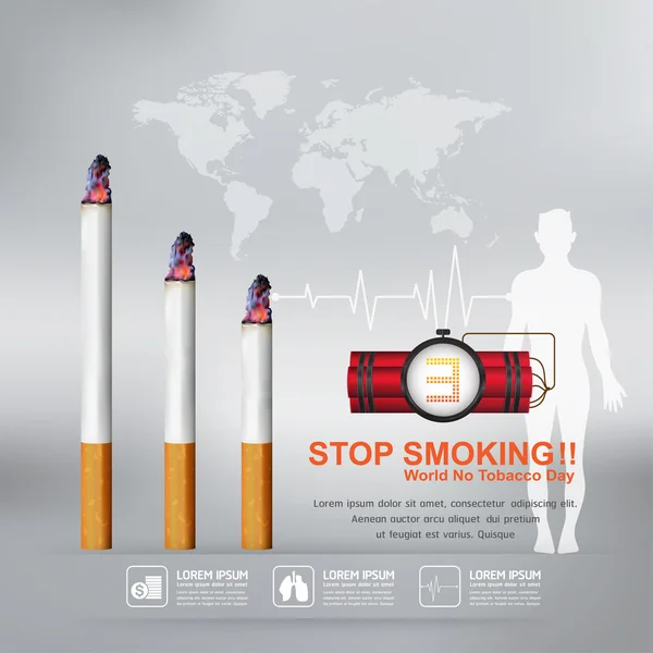 Hiçbir tütün gün vektör kavram durdurmak sigara dünya — Stok Vektör