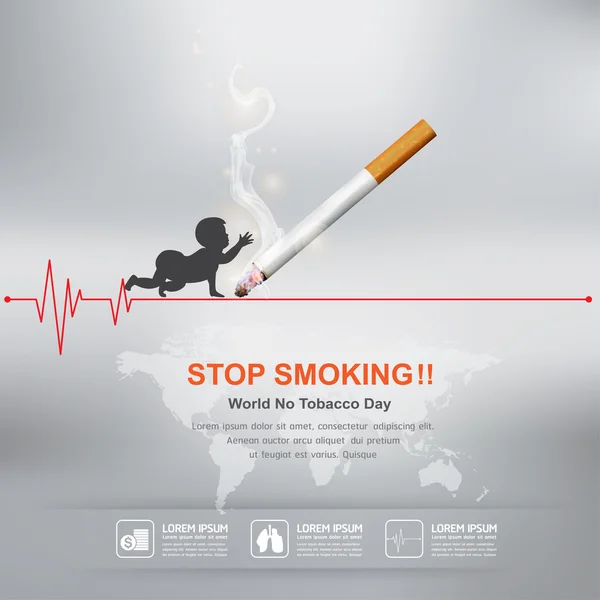 World No Tobacco Day Vector Concept Parar de fumar — Vetor de Stock