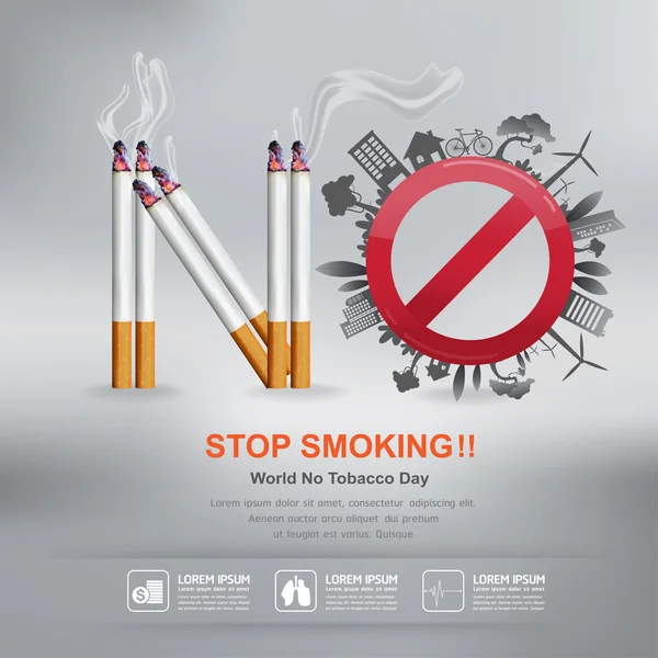 Día Mundial Sin Tabaco Concepto Vector Dejar de Fumar — Archivo Imágenes Vectoriales