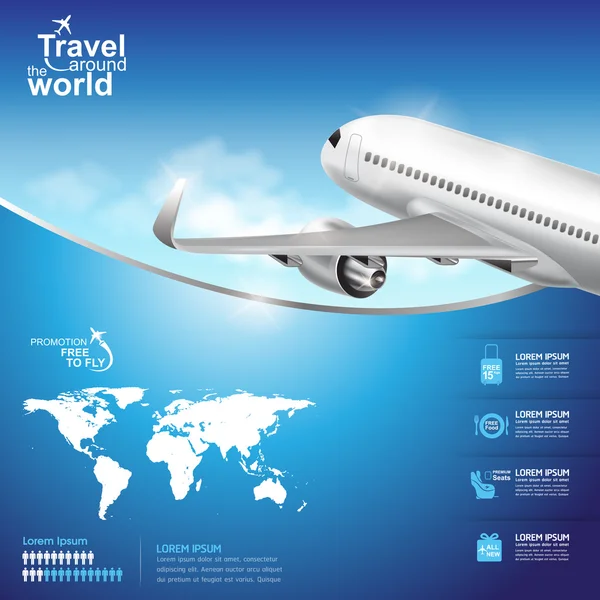 Авиакомпания Vector Concept Travel around the World — стоковый вектор