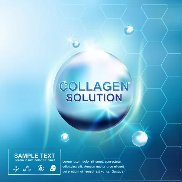 Collageen en Serum achtergrond Concept cosmetische voor de huid. — Stockvector