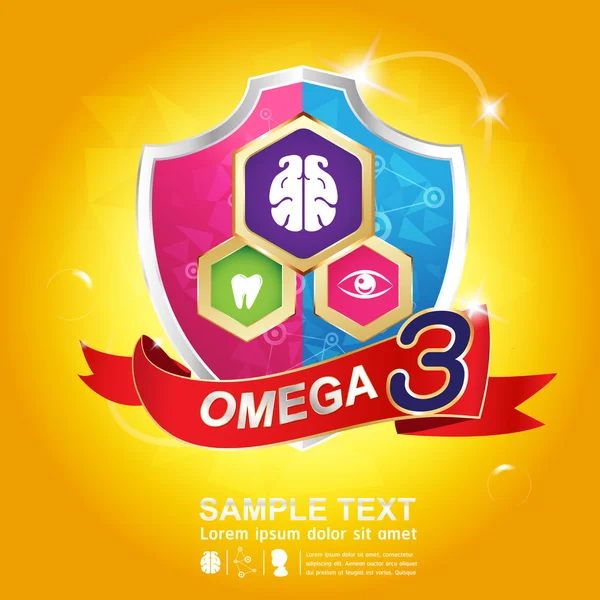 Enfants Calcium Omega 3 Vitamin Concept — Image vectorielle