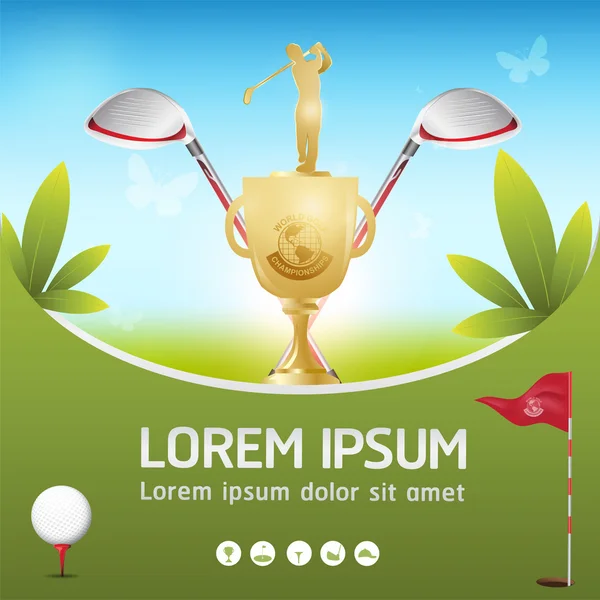 Golf Ball Vector Concept Torneo de Golf Mundial — Archivo Imágenes Vectoriales