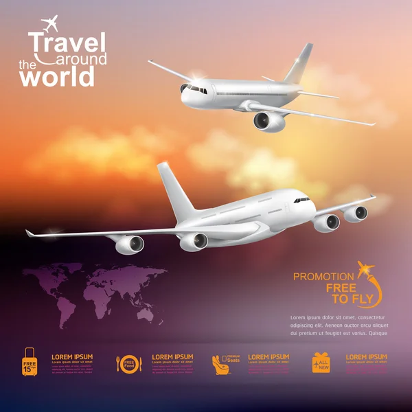 Авиакомпания Vector Concept Travel around the World — стоковый вектор