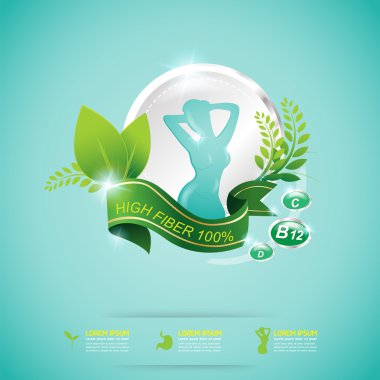 Lif gıdalar ince şekli ve Vitamin kavramı etiket vektör