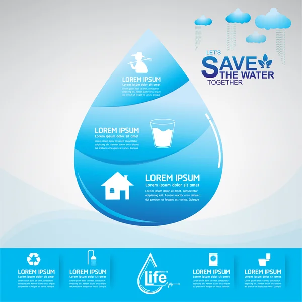 Ahorre agua Concepto vectorial Ecología — Archivo Imágenes Vectoriales