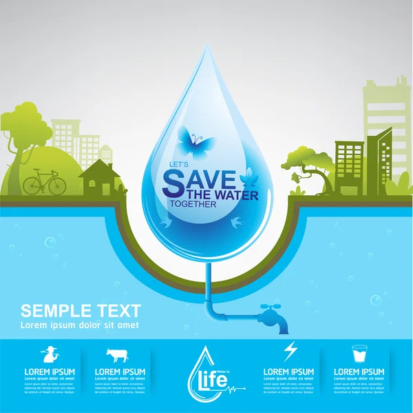 Salvar Conceito de Vetor de Água Ecologia — Vetor de Stock