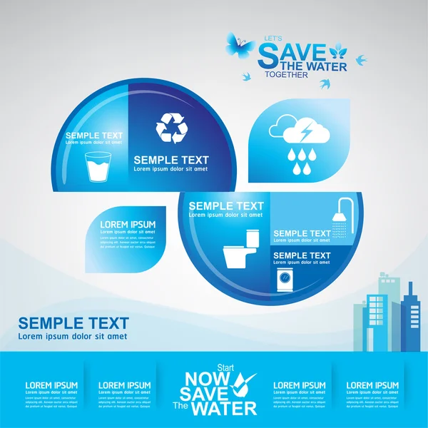 Ahorre agua Concepto vectorial Ecología — Archivo Imágenes Vectoriales