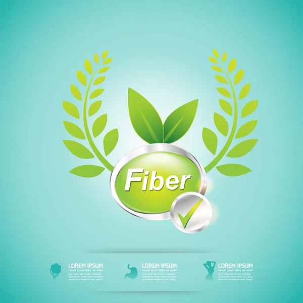 Fibra em Alimentos Forma Slim e Conceito de Vitamina Label Vector — Vetor de Stock