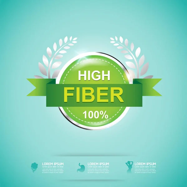 Fiber i livsmedel smal form och Vitamin konceptet etikett vektor — Stock vektor