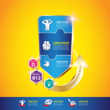 Omega kalsiyum ve Vitamin - kavramı Logo altın çocuk çocuklar