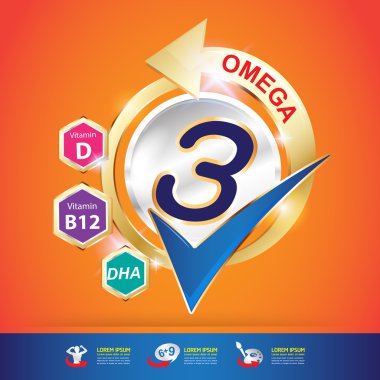 Omega kalsiyum ve Vitamin - kavramı Logo altın çocuk çocuklar