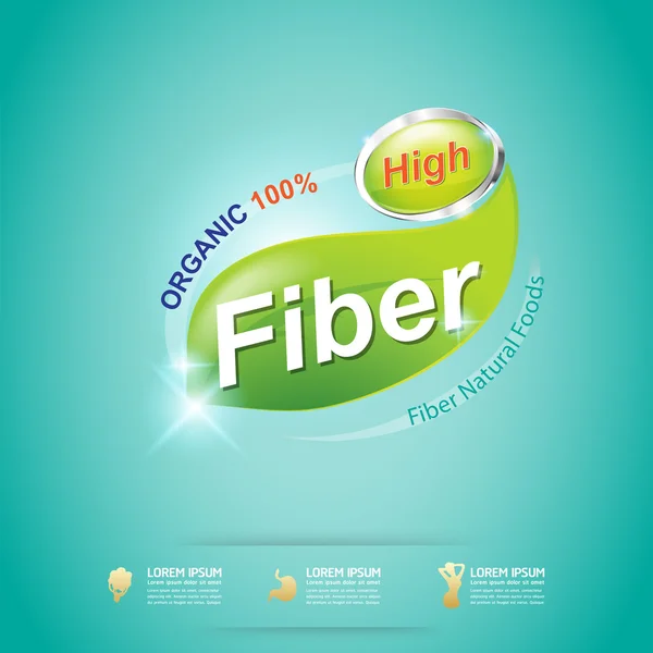 High Fiber Food and Vitamin Vector Concept Label in Background Green — Stock Vector