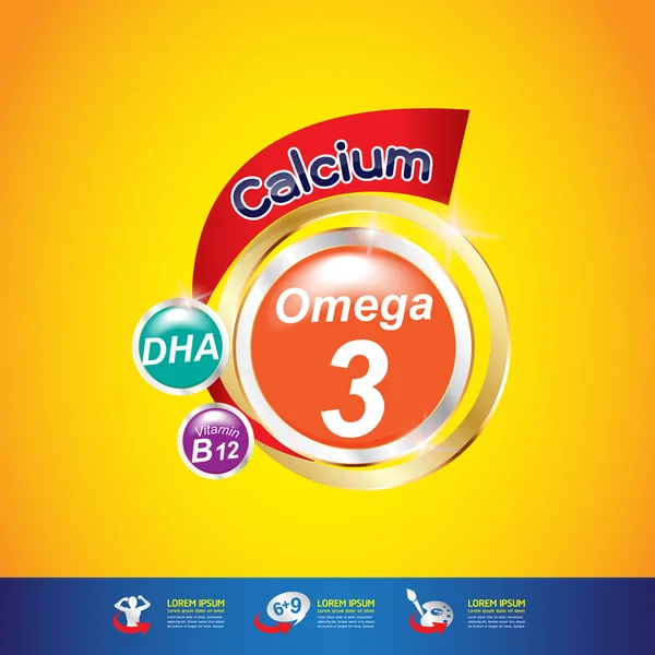 Omega calcio y vitaminas — Vector de stock