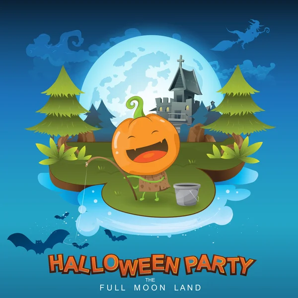 Halloween-Party. Vollmondland — Stockvektor
